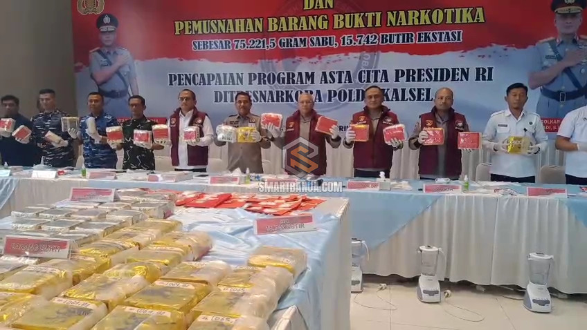 Polda Kalsel Musnahkan 75,2 Kg Sabu dan 15 Ribu Ekstasi