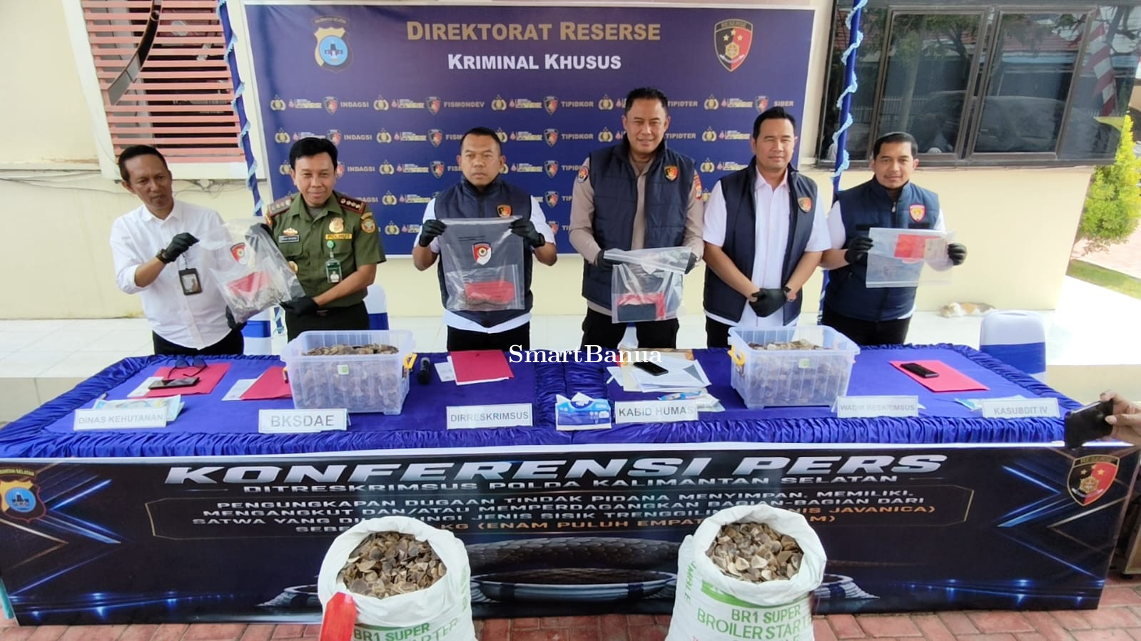 Polda Kalsel Gagalkan Penyelundupan 64 Kg Sisik Trenggiling